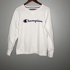 Champion white crew neck pullover sweatshirt